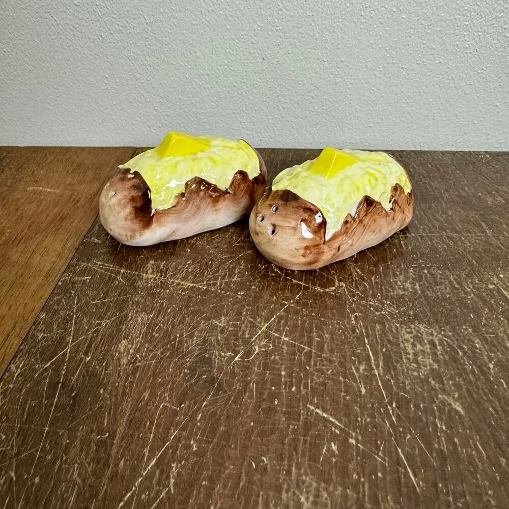 Vintage Idaho Baked Potato with butter Salt and pepper Shakers